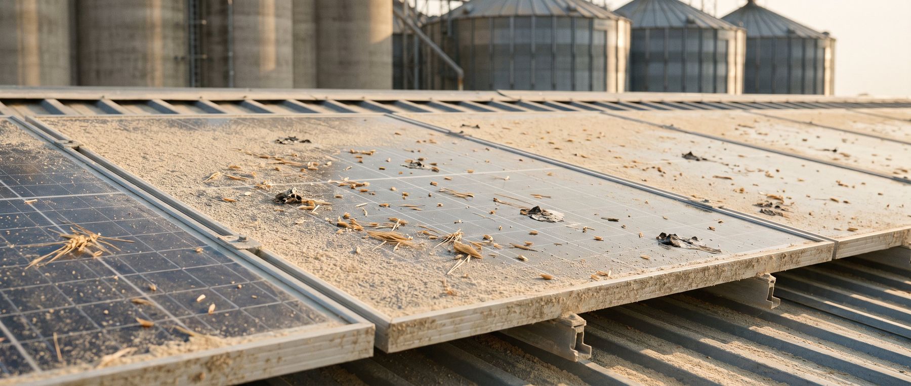 Solarmodule mit Getreidestaub und Spelzen
