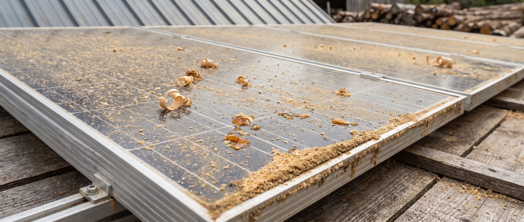 Solarmodule mit Holzstaub, Sägemehl und Spänen